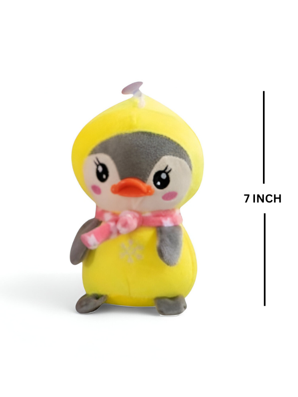 Adorable Grey Penguin Plush Toy with Yellow Scarf and Hoodie for Kids | Soft & Cuddly Stuffed Animal LMI11927