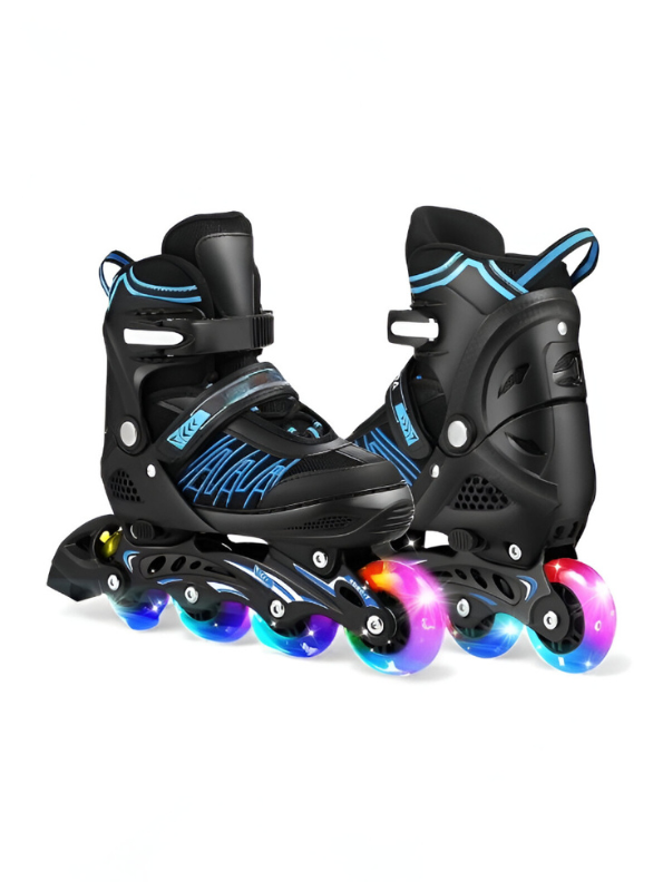 Pro-Grade Adjustable Inline Roller Skates with Flashing LED Light-Up Wheels - Unisex Design LMI10786
