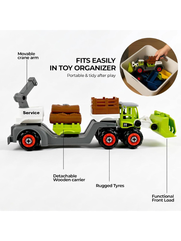DIY Take-Apart Logging Truck Toy Set with Screwdriver & Crane | Build & Play Construction Vehicle | Educational STEM Toy for 3+ TV1571