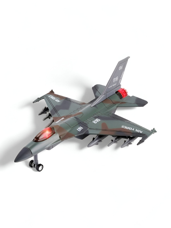 Green - Collectible MetalHO Diecast Fighter Aircraft Model | Pull-Back Action Military Toy for Kids LMI15792