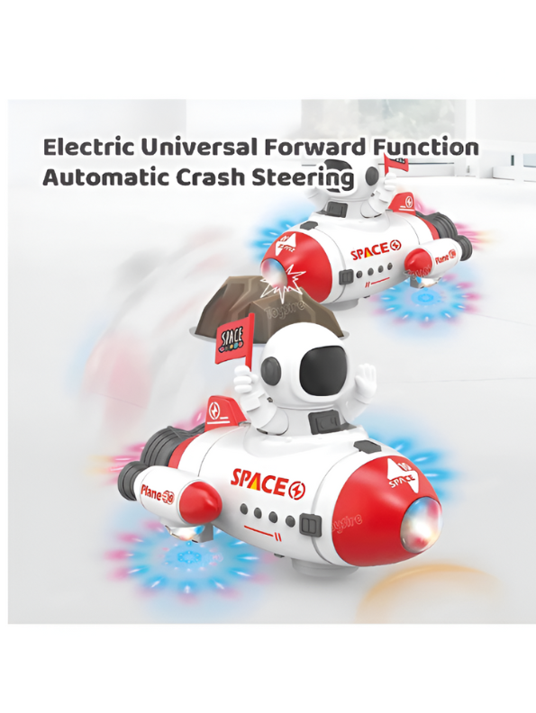 Red - Bump-and-Go Astronaut Space Rocket Car Toy with Flashing LED Lights and Sounds LMI15174