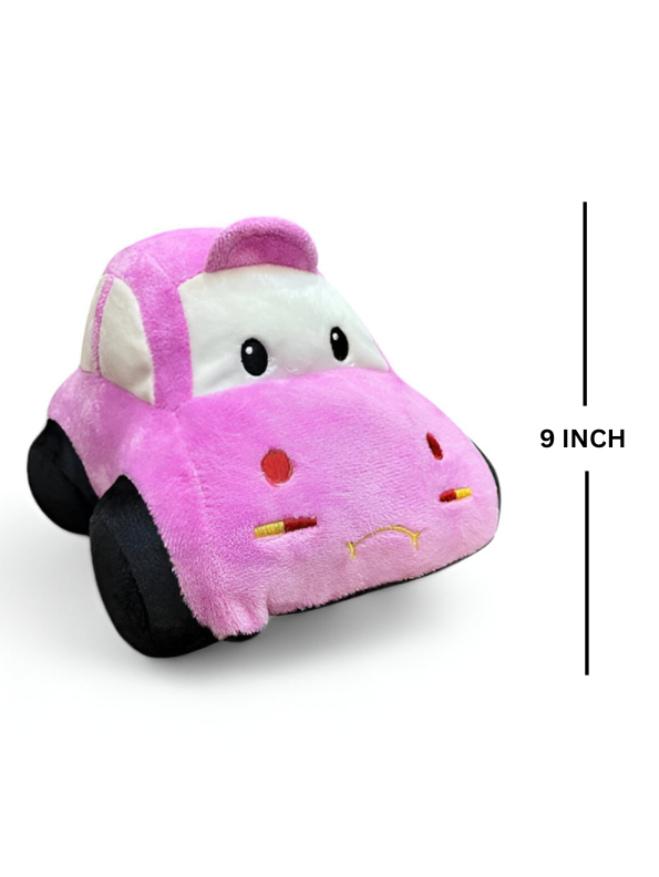Pink - Plush Stuffed Race Car Toy for Kids | Soft Toy & Cuddly Car Pillow | Nursery Decor Gift LMI14172