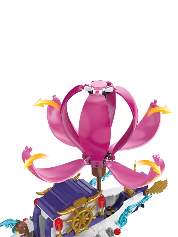 Fairy Tale Hot Air Balloon Boat Building Block Set - 358 PCS Fantasy LEGO Set - Princess Flying Ship Toy for Girls TV942