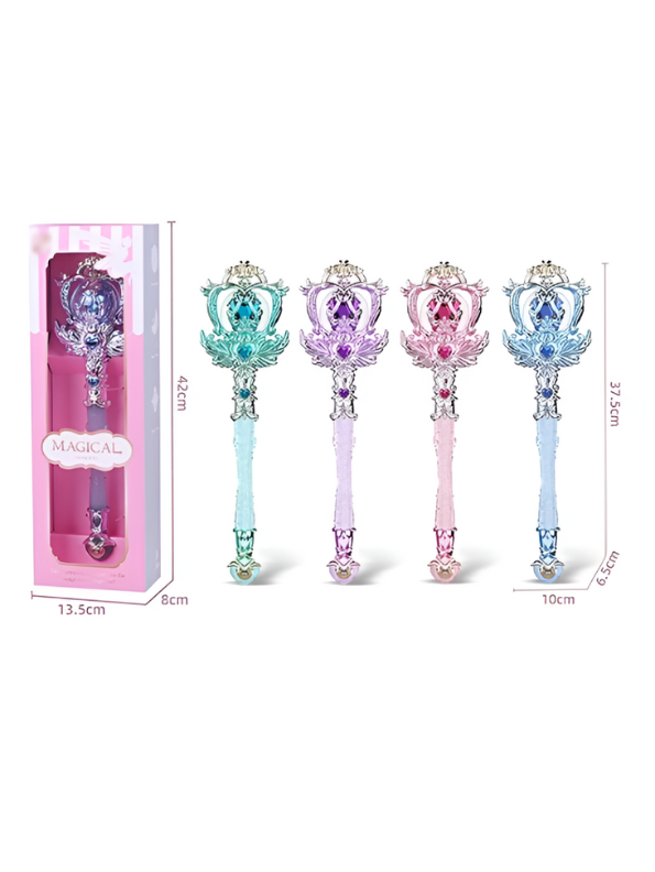 Magical Light-Up Princess Wand Toy - Blue Fairy Scepter with Crown Design NX15713
