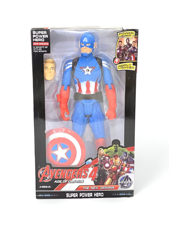 Giant Captain America Action Figure with Shield and Extra Head | Avengers Superhero Toy TV626