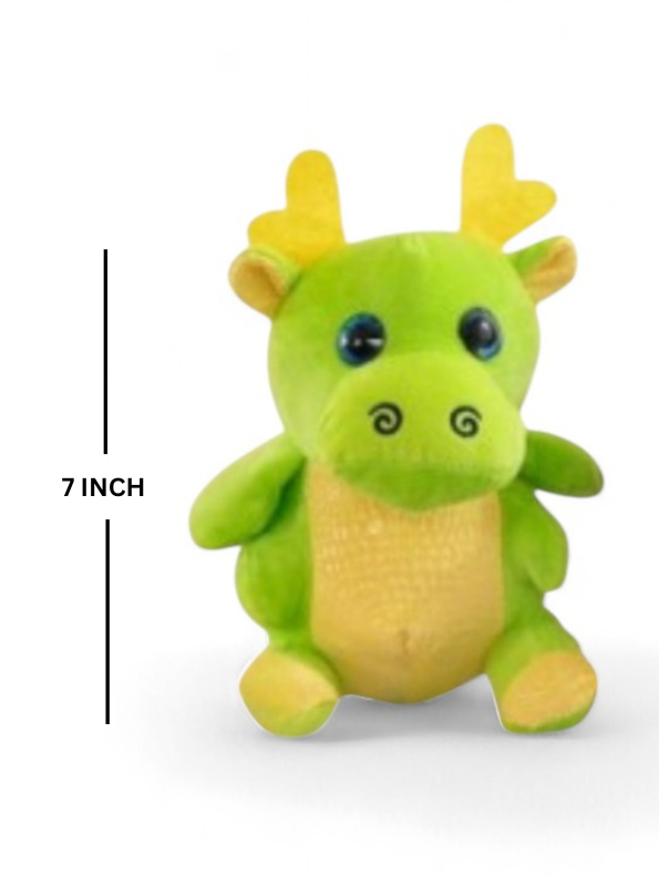 Cute Green Dragon Plush Toy with Antlers & Blue Eyes, Soft Stuffed Animal for Kids LMI11921