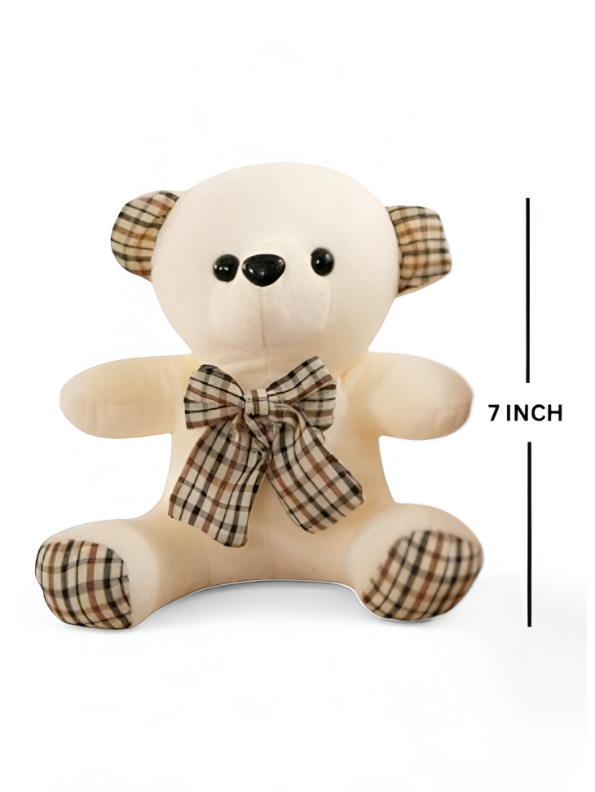 White - Soft & Cuddly Teddy Bear with Plaid Bow - Perfect Gift for Kids (7 Inch) LMI11912