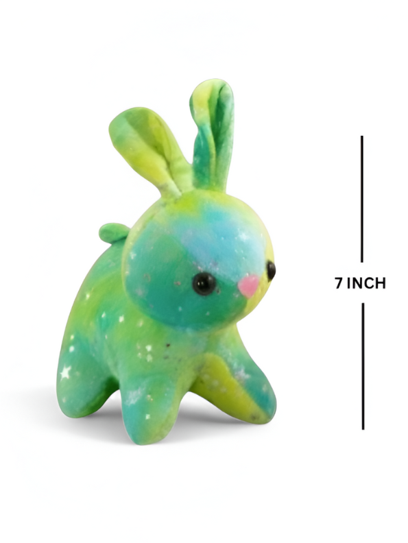 Fuzzy Green Rabbit Soft Toy with Star Glitter - Cute Plush Bunny for Kids LMI11911