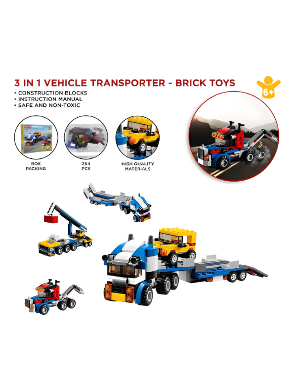 “3-in-1 Transporter Building Brick Set – 264-Piece Educational Construction Toy for Kids 6+ | Architect-Style LEGO Alternative” TV5738