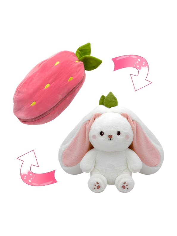 Cute Strawberry Rabbit Plush Toy - Kawaii Strawberry Bunny Stuffed Animal Soft Toy for Girls & Kids, Perfect Gift & Decor LMI11108