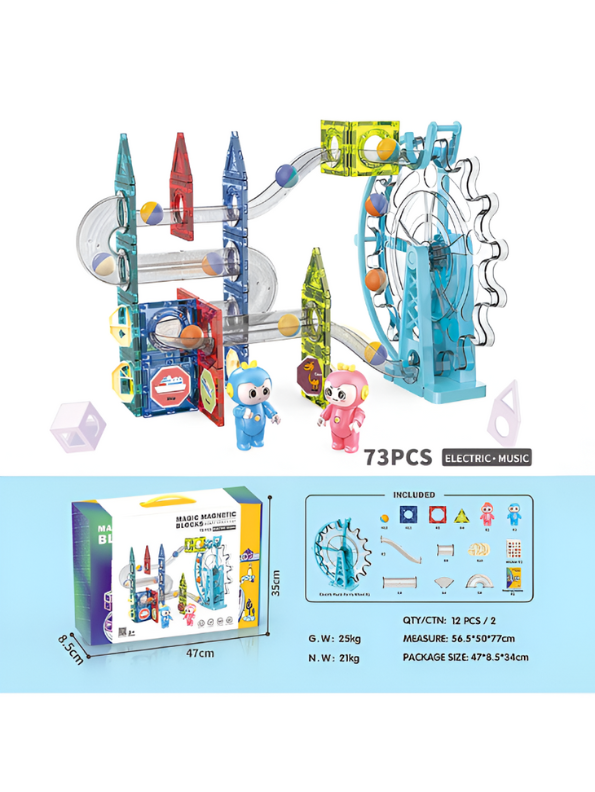Magic Magnetic Blocks Marble Run Building Block Set - 109 PCS Ferris Wheel & MUSIC TOY LEGO Set - STEM Educational Toy TV1137