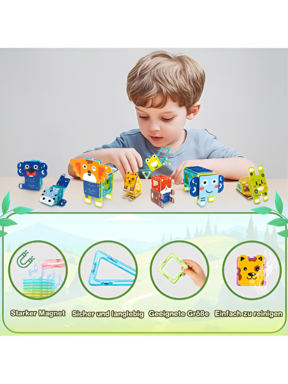 Magical Magnet II Building Block Set - 35 PCS STEM Animal Shapes LEGO Set - Educational Toy for Toddlers 3+ TV4072