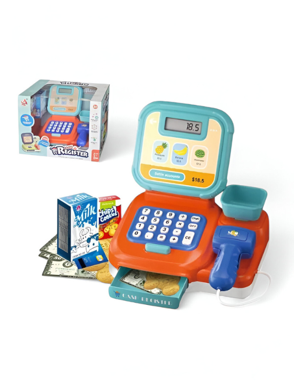 Toddler Electronic Cash Register with Calculator & Food | Learning Shopping Toy Gift LMI15523