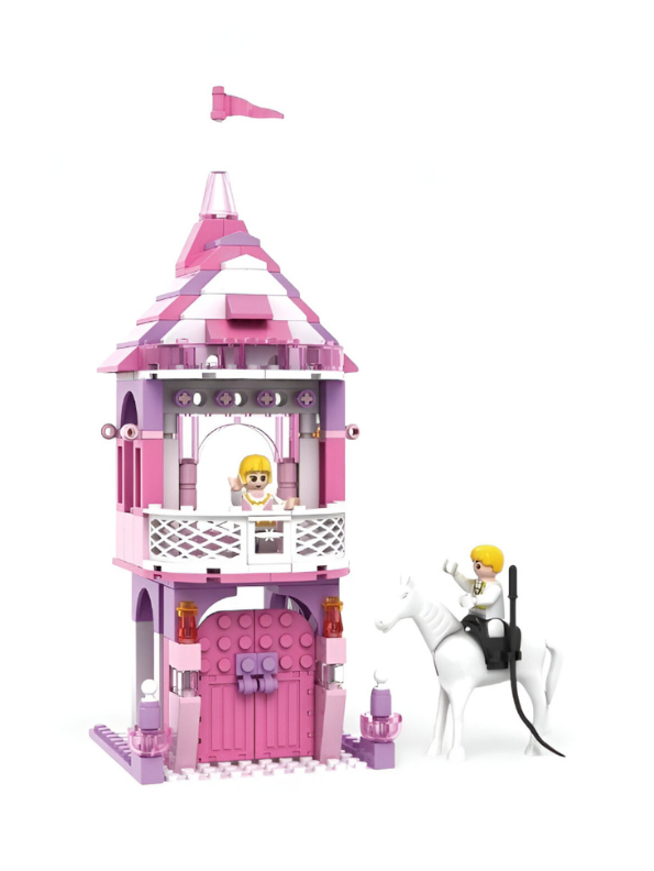 Pink Princess Tower and Horse Building Block Set - 167+ PCS COGO Girl LEGO Set - Castle Playset for Kids Ages 6+ TV5635