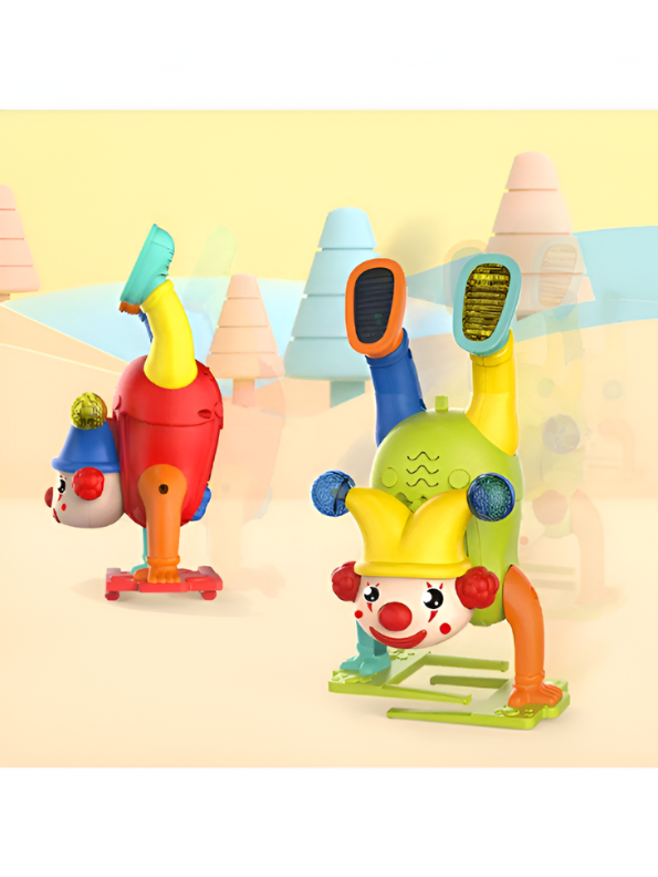 Green - Musical Upside Down Clown Toy for Kids with Handstand Action and Flashing Lights LMI11203