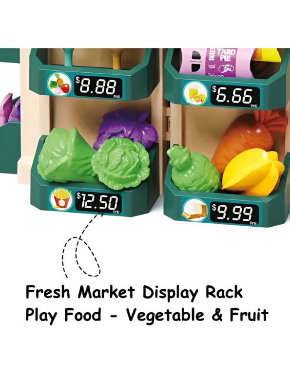 Little Shopper Supermarket – Kids Toy Cash Register & Grocery Store Playset with Accessories - LMI13537