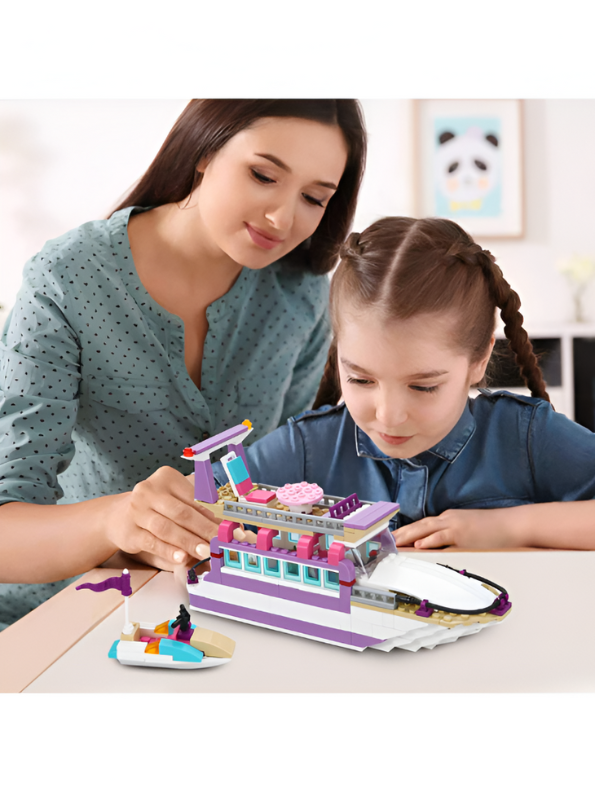 Dream Girls Carnival Cruise Yacht Building Block Set - 318 PCS Luxury Boat LEGO Set - Tropical Vacation Toy for Kids Ages 6+ TV5633