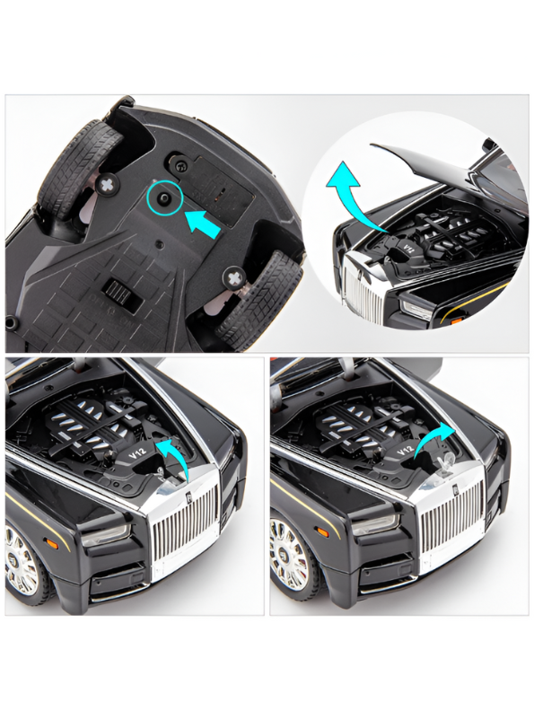 Rolls-Royce Phantom Diecast Model Car 1:18 Scale | Luxury Sedan Toy with Lights & Sound LMI15603