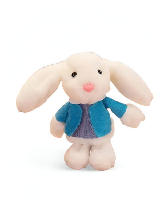 8 Inch Rabbit Soft Toy with Blue Cardigan - Plush Stuffed Bunny for Children LMI11372