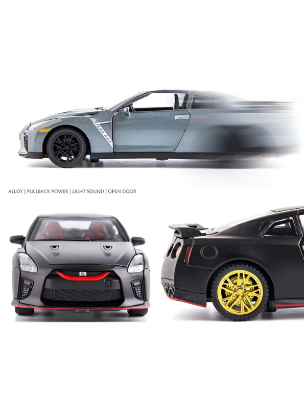Grey - Die-Cast Nissan GT-R Nismo Model Car 1:32 Scale - Wheels