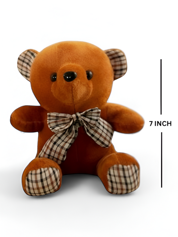 Brown  - Soft & Cuddly Teddy Bear with Plaid Bow - Perfect Gift for Kids (7 Inch) LMI11912