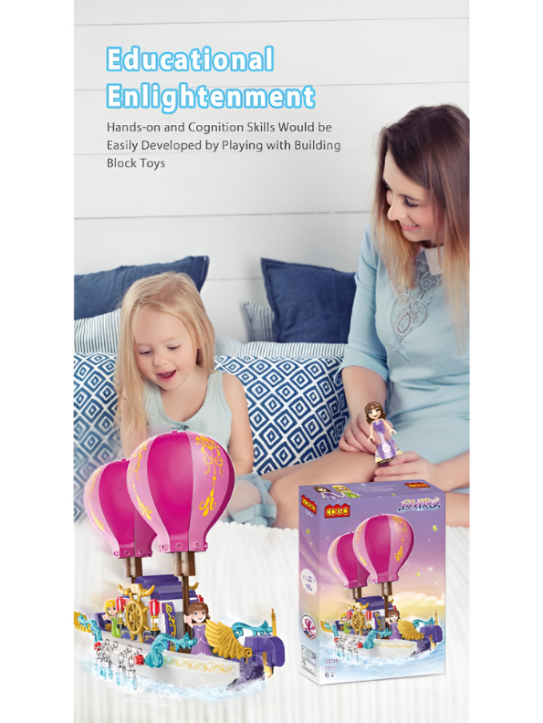 Fairy Tale Hot Air Balloon Boat Building Block Set - 358 PCS Fantasy LEGO Set - Princess Flying Ship Toy for Girls TV942