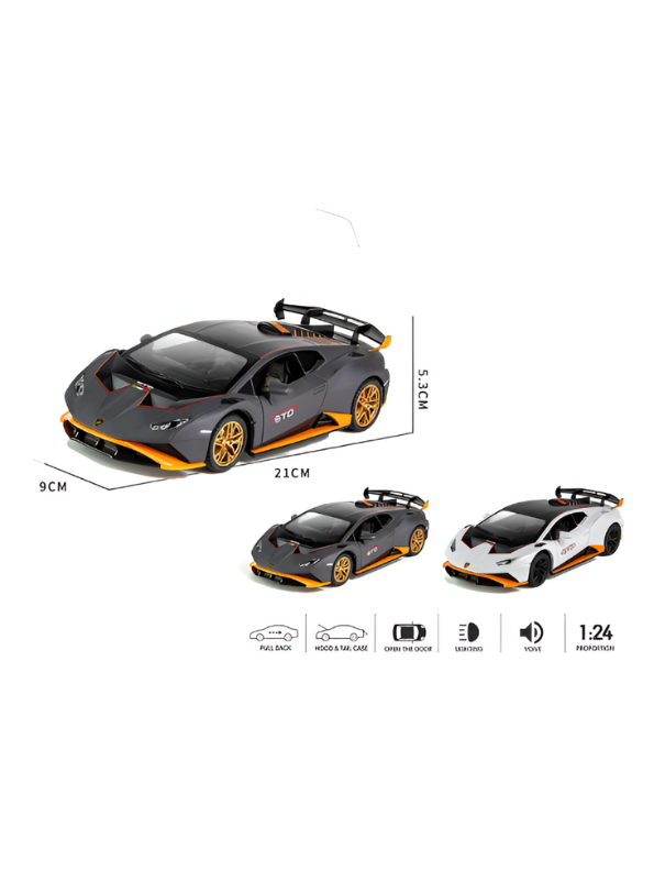 Black - Lamborghini Huracan STO Diecast Car Metal - Scale 1:24