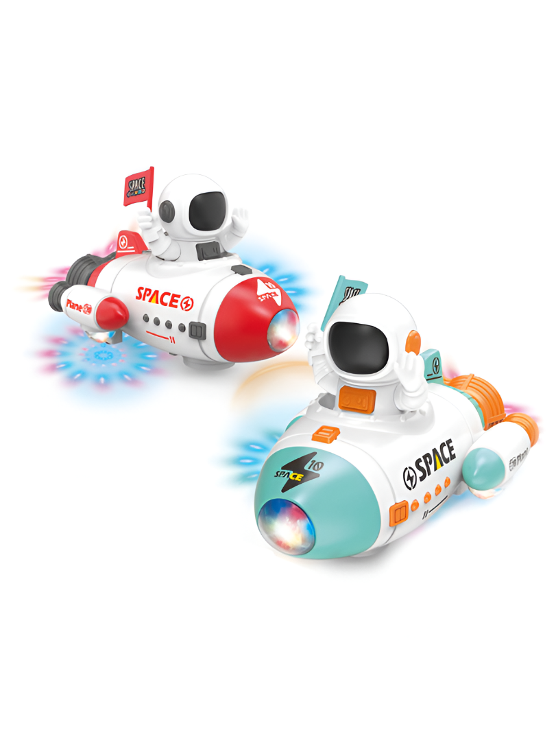Bump-and-Go Astronaut Space Rocket Car Toy with Flashing LED Lights and Sounds LMI15174