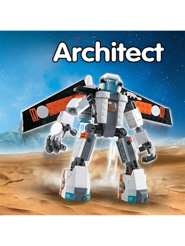3-in-1 Future Flyers Building Block Set - 237 PCS ARCHITECT Robot, Jet, & Car LEGO Set - STEM Transformer Toy TV875