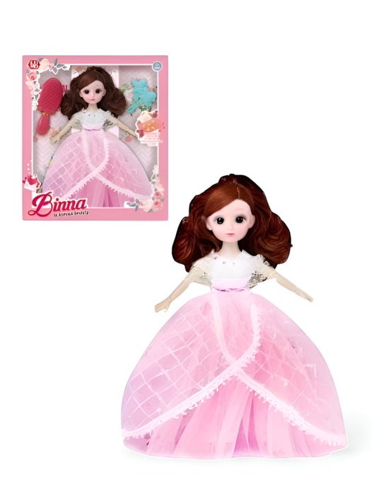 Fashion Doll in Light-Up/Glowing Pink Ball Gown | Binna "A Heavenly Beauty" Doll with Brown Hair LMI14886