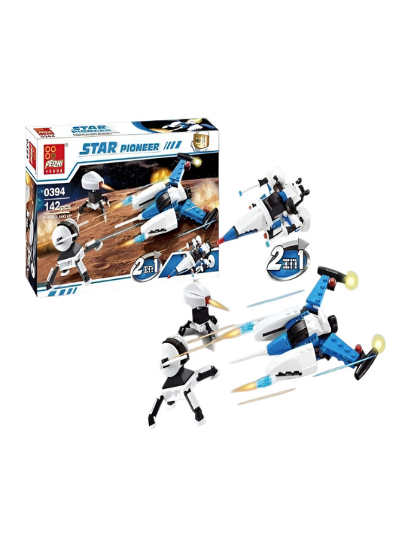 Star Pioneer Space Fighter & Robot LEGO Set | 142-Piece 2-in-1 Space Building Kit TV4832