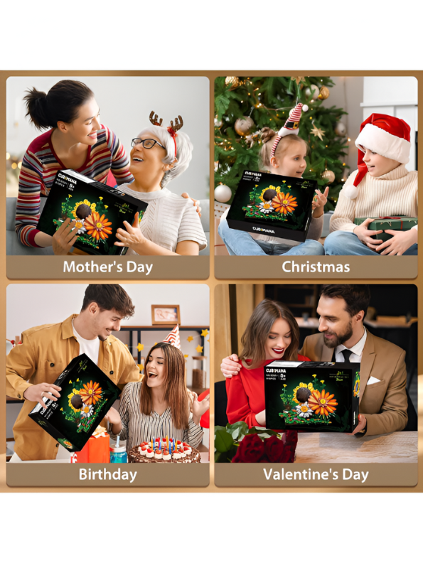 Sunflower Botanical Display Building Block Set - 924 PCS IVY BONSAI Flower Pot LEGO Set - Adult Home Decor & Gift TV5668