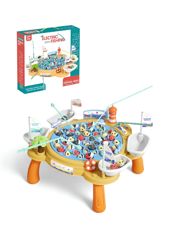 Electric Fishing Game Table with Legs, Rotating Board & Music for Kids Ages 3+ NX15668