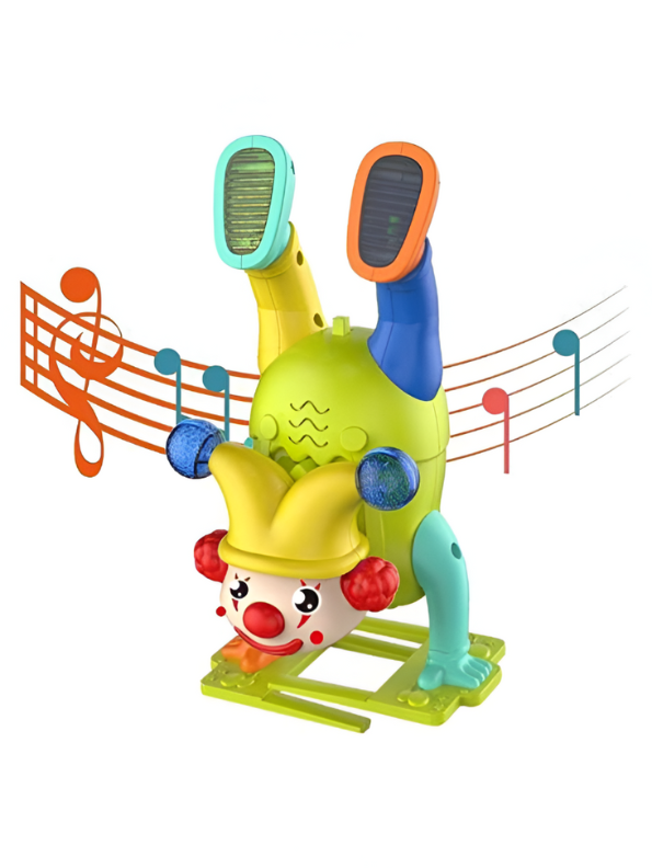 Green - Musical Upside Down Clown Toy for Kids with Handstand Action and Flashing Lights LMI11203