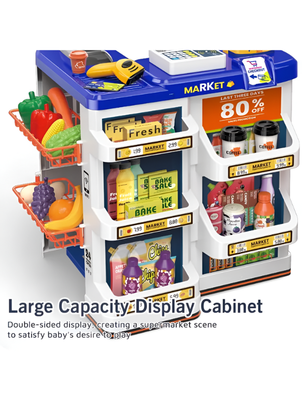 Electronic Cash Register & Supermarket Stand Toy for Kids 3+ | Interactive Pretend Play Set with Scanner NX12788