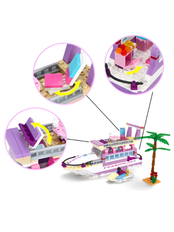 Dream Girls Carnival Cruise Yacht Building Block Set - 318 PCS Luxury Boat LEGO Set - Tropical Vacation Toy for Kids Ages 6+ TV5633