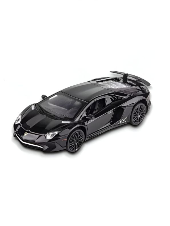 Black - Lamborghini Aventador LP750-4 Diecast Model Car 1:32 Scale – Mini Sports Car Toy for Kids.