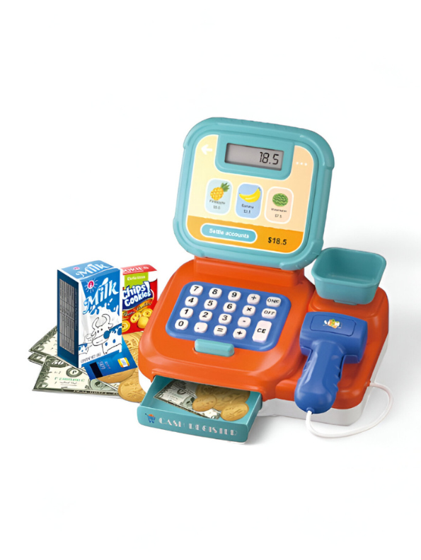 Toddler Electronic Cash Register with Calculator & Food | Learning Shopping Toy Gift LMI15523