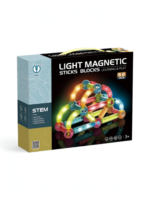 Light Magnetic Sticks Blocks Building Block Set - 52 PCS STEM Learning & Play LEGO Set - Glowing Educational Toy for Kids TV2121