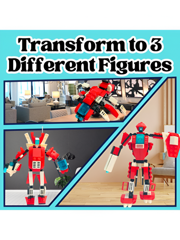 Red - Change Union 3-in-1 Transforming Robot LEGO Set | Blue Mecha Building Blocks Toy (150 Pcs) TV4834