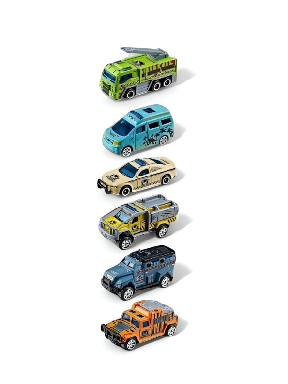 3-Pack Die-Cast Metal Toy Car Set | Dinosaur Theme Street Convoy Vehicles LMI15666
