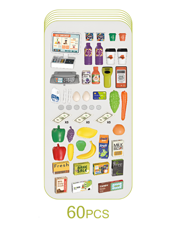 Deluxe Supermarket Cash Register & Shopping Trolley Toy for Kids 3+ | Pretend Store Play Set NX12789