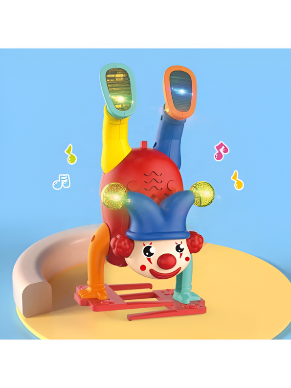 Musical Upside Down Clown Toy for Kids with Handstand Action and Flashing Lights LMI11203