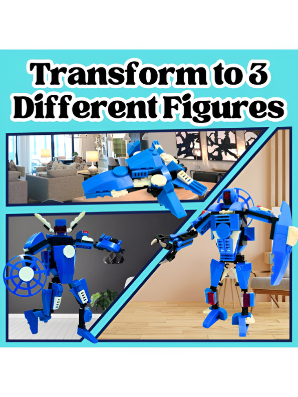 Change Union 3-in-1 Transforming Robot LEGO Set | Blue Mecha Building Blocks Toy (150 Pcs) TV4833