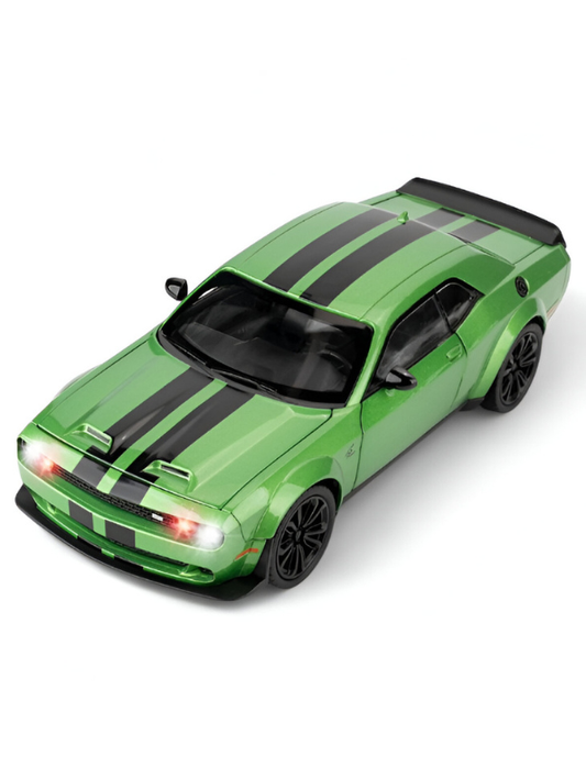 Lime Green Dodge Challenger SRT Hellcat Die-Cast Model Car 1:32 Scale - Opening Doors, Hood & Trunk LMI15610
