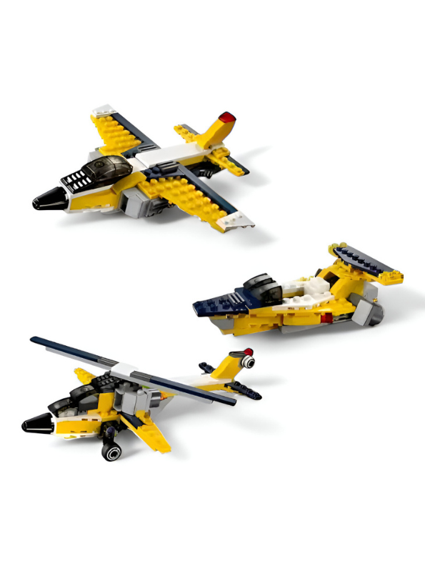 3-in-1 Super Airplane Building Block Set - 130+ PCS ARCHITECT Jet Fighter LEGO Set - STEM Toy for Kids 6+ TV860