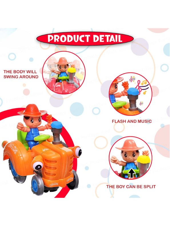 Interactive Bump & Go Toy Tractor with Flashing LED Lights & Music | Battery-Operated Farm Vehicle LMI13721