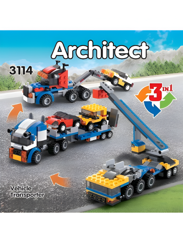 “3-in-1 Transporter Building Brick Set – 264-Piece Educational Construction Toy for Kids 6+ | Architect-Style LEGO Alternative” TV5738