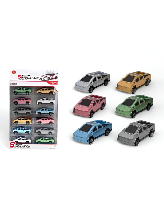 12-Piece Die-Cast Off-Road Truck Model Set for Kids | Miniature Metal Simulation Car Collection Toy for Boys LMI15697