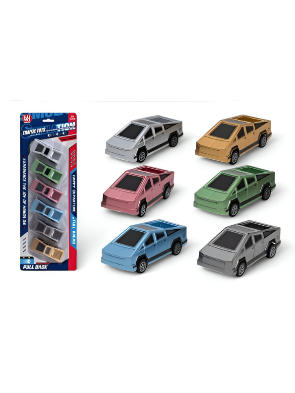 6-Pack Pull Back Toy Cars Set | Die-Cast Mini Trucks | Collectible Vehicle Playset for Kids LMI15721